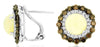 2.61CT WHITE & MOCHA DIAMOND & AAA OPAL 14KT WHITE GOLD 3D ROUND FLOWER EARRINGS