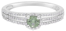 1.0CT DIAMOND & AAA GREEN AMETHYST 14KT WHITE GOLD 3D ROUND HALO FRIENDSHIP RING