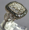 LARGE .50CT WHITE & BLACK DIAMOND 14KT WHITE GOLD FLOWER OPEN FILIGREE FUN RING