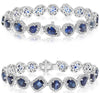 20.13CT DIAMOND & AAA SAPPHIRE 18KT WHITE GOLD MULTI SHAPE LOVE TENNIS BRACELET