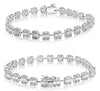 3.22CT DIAMOND 14KT WHITE GOLD 3D ROUND & BAGUETTE MULTI LINK TENIS BRACELET