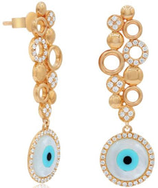 2.78C DIAMOND & AAA MOTHER OF PEARL 14KT ROSE GOLD LUCKY EVIL EYE OVAL EARRINGS