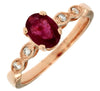 .98CT DIAMOND & AAA RUBY 14KT ROSE GOLD OVAL & ROUND FILIGREE 5 STONE LOVE RING