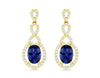 2.07CT DIAMOND & AAA TANZANITE 14K YELLOW GOLD 3D HALO INFINITY HANGING EARRINGS