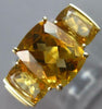 LARGE 8.26CT AAA EF CITRINE 14KT YELLOW GOLD 3D CUSHION 3 STONE FUN RING #27545