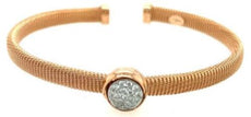 .28CT DIAMOND 18K 2 TONE GOLD ROUND PAVE FLEXIBLE CIRCULAR SNAKE BANGLE BRACELET