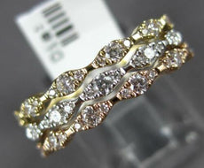 .59CT DIAMOND 14KT TRI COLOR GOLD MULTI LEAF STACKABLE ATTACHED ANIVERSARY RING