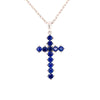 ESTATE 1.69CT AAA SAPPHIRE 18KT WHITE GOLD 3D CLASSIC CROSS FLOATING PENDANT