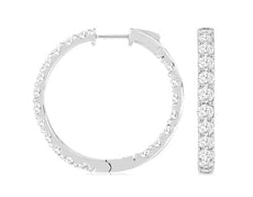 5.0CT DIAMOND 14KT WHITE GOLD 3D CLASSIC ROUND INSIDE OUT HOOP HANGING EARRINGS