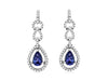 ESTATE 1.24CT DIAMOND & AAA TANZANITE 14K WHITE GOLD PEAR SHAPE HANGING EARRINGS