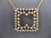 1.49CT DIAMOND 14KT YELLOW GOLD 3D OPEN SQUARE DOUBLE SIDED HEART LOVE NECKLACE