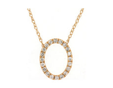 ESTATE .15CT DIAMOND 14KT YELLOW GOLD 3D CLASSIC OPEN OVAL FUN LOVE NECKLACE