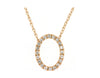 ESTATE .15CT DIAMOND 14KT YELLOW GOLD 3D CLASSIC OPEN OVAL FUN LOVE NECKLACE