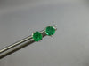 ESTATE .60CT AAA EMERALD 14KT WHITE GOLD 3D ROUND 4 PRONG STUD EARRINGS #27749