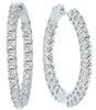 ESTATE 3.0CT DIAMOND 14KT WHITE GOLD 3D CLASSIC INSIDE OUT HOOP HANGING EARRINGS