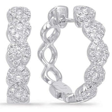 ESTATE .57CT DIAMOND 14KT WHITE GOLD CLASSIC INFINITY LOVE HOOP HANGING EARRINGS