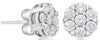 ESTATE 1.21CT DIAMOND 14KT WHITE GOLD 3D CLASSIC FLOWER STUD EARRINGS