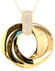 ESTATE .97CT DIAMOND 18KT YELLOW GOLD TRINITY OPEN CIRCULAR FUN FLOATING PENDANT