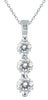 1.0CT DIAMOND 14K WHITE GOLD ROUND 3 STONE JOURNEY SHARED PRONG FLOATING PENDANT