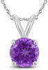 1.03CT AAA AMETHYST 14KT WHITE GOLD 3D CLASSIC ROUND SOLITAIRE FLOATING PENDANT