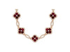 2.43CT DIAMOND & AAA RUBY 14K YELLOW GOLD 3D ROUND 4 LEAF CLOVER SQUARE NECKLACE