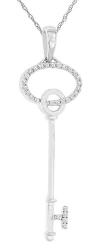 .10CT DIAMOND 14KT WHITE GOLD 3D KEY TO YOUR HEART LOVE KNOT FUN BANGLE BRACELET