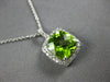 ESTATE 2.20CT DIAMOND & AAA PERIDOT 14KT WHITE GOLD SQUARE HALO FLOATING PENDANT