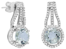 1.81CT DIAMOND & AAA GREEN AMETHYST 14KT WHITE GOLD 3D ROUND FLORAL FUN EARRINGS