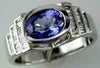 2.92CT DIAMOND And AAA TANZANITE 14K WHITE GOLD 3D OVAL & BAGUETTE ENGAGEMENT RING