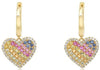 ESTATE .95CT DIAMOND & AAA MULTI COLOR SAPPHIRE 14K YELLOW GOLD HANGING EARRINGS