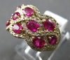 LARGE 3.19CT DIAMOND & AAA RUBY 14KT YELLOW GOLD 3D OVAL & ROUND MULTI ROW RING
