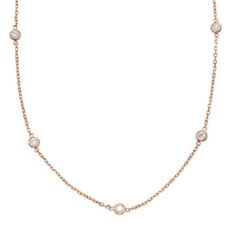 .30CT DIAMOND 14KT ROSE GOLD 3D CLASSIC ROUND BY THE YARD BEZEL LOVE NECKLACE