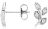 ESTATE .12CT DIAMOND 14KT WHITE GOLD 3D CLASSIC ROUND MULTI LEAF STUD EARRINGS