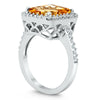 4.54CT DIAMOND & AAA CITRINE 14KT WHITE GOLD EMERALD CUT & ROUND ENGAGEMENT RING