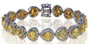 LARGE 17.12CT WHITE & FANCY YELLOW DIAMOND 18KT 2 TONE GOLD HALO TENNIS BRACELET