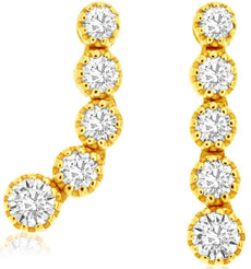ESTATE .30CT DIAMOND 14KT YELLOW GOLD JOURNEY 5 STONE FILIGREE HANGING EARRINGS