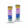 2.45CT AAA MULTI COLOR SAPPHIRE 14KT WHITE GOLD 3D PRINCESS INVISIBLE EARRINGS