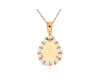 1.0CT DIAMOND & AAA OPAL 14KT ROSE GOLD 3D PEAR SHAPE & ROUND FLOATING PENDANT