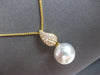 ESTATE .18CT DIAMOND & AAA SOUTH SEA PEARL 18K YELLOW GOLD LEAF FLOATING PENDANT