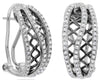 ESTATE .39CT DIAMOND 14KT WHITE & BLACK GOLD 3 ROW WEB CLIP ON HANGING EARRINGS