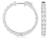 ESTATE 4CT DIAMOND 14KT WHITE GOLD ROUND INSIDE OUT HOOP HUGGIE HANGING EARRINGS