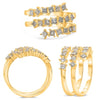 LARGE 1.20CT DIAMOND 14KT YELLOW GOLD 3D PRINCESS MULTI ROW CRISS CROSS FUN RING