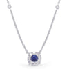 1.32CT DIAMOND & AAA SAPPHIRE 14K WHITE GOLD 3D FLOWER BY THE YARD LOVE NECKLACE
