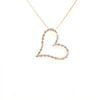 ESTATE .69CT DIAMOND 18K YELLOW GOLD 3D OPEN HEART SIDEWAYS FUN FLOATING PENDANT