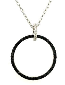 .54CT WHITE & BLACK DIAMOND 18KT WHITE GOLD 3D CIRCLE OF LIFE FLOATING PENDANT