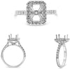.61CT DIAMOND 14KT WHITE GOLD ROUND & EMERALD CUT HALO SEMI MOUNT ENGAGMENT RING