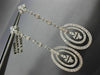 ANTIQUE LONG 3.50CT DIAMOND 14KT WHITE GOLD 3D CHANDELIER HANGING EARRINGS #454