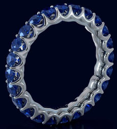 2.53CT AAA SAPPHIRE 14KT WHITE GOLD CLASSIC SHARED PRONG ETERNITY LOVE FUN RING