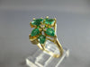 WIDE 1.04CT DIAMOND & AAA EMERALD 14K YELLOW GOLD ROUND & PEAR SHAPE RING #27725
