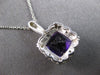 2.09CT DIAMOND & AAA AMETHYST 14K WHITE GOLD 3D CUSHION & ROUND FLOATING PENDANT